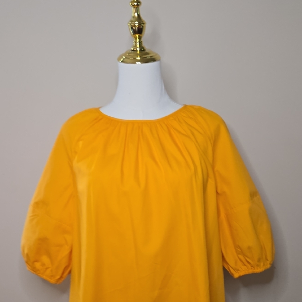 Banana Republic Factory Orange Puff Sleeve Mini Dress – NWT 100% Cotton Keyhole - Picture 4 of 7